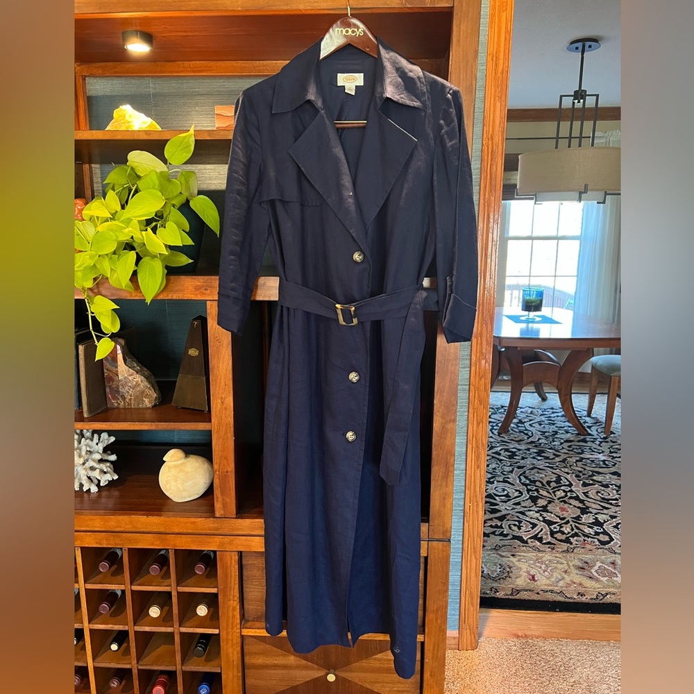 Navy linen trench coat